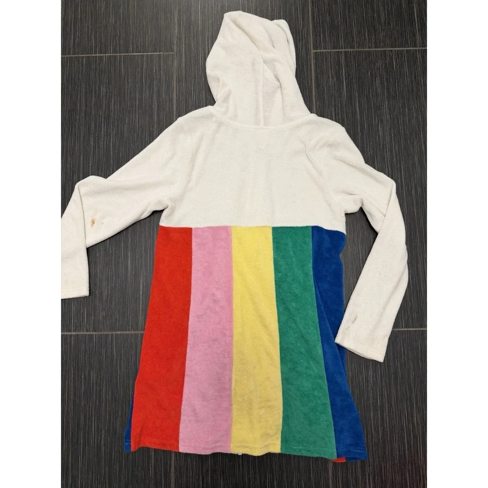 Hanna Andersson Sunsoft Rainbow Terry Cover-Up Sz 10 Hooded Full Zip Dress